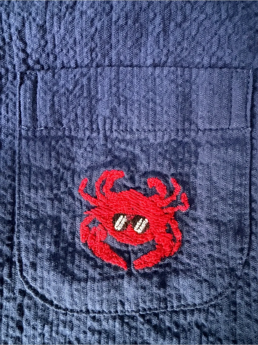 Old Navy Navy Button-Down Shirt with Red Crab Patch - Boys
